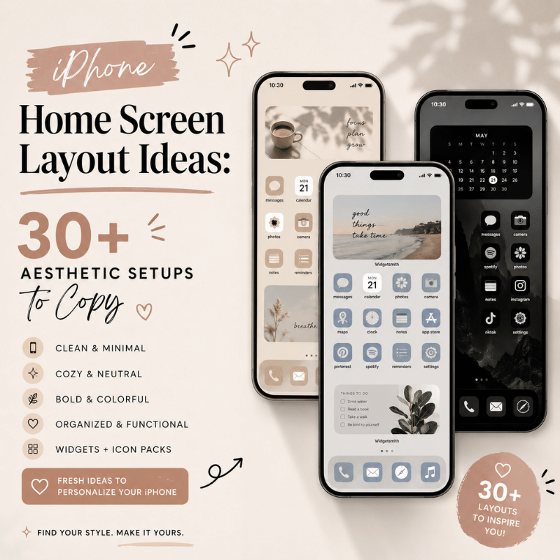 iPhone Home Screen Layout Ideas: 30+ Aesthetic Setups to Copy