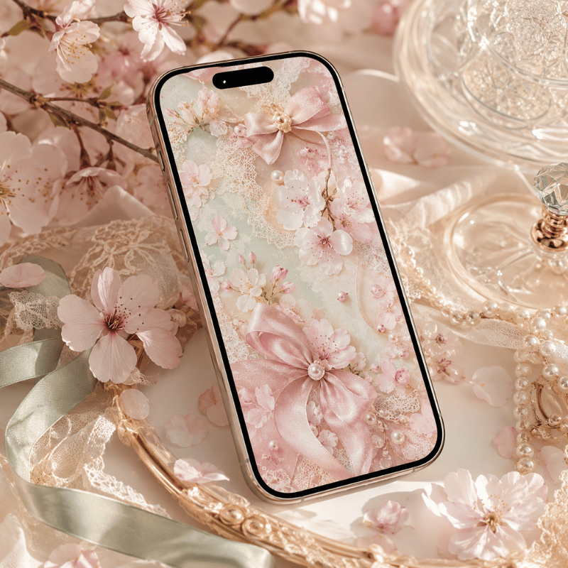 Coquette Floral & Cherry Blossom iPhone Wallpapers