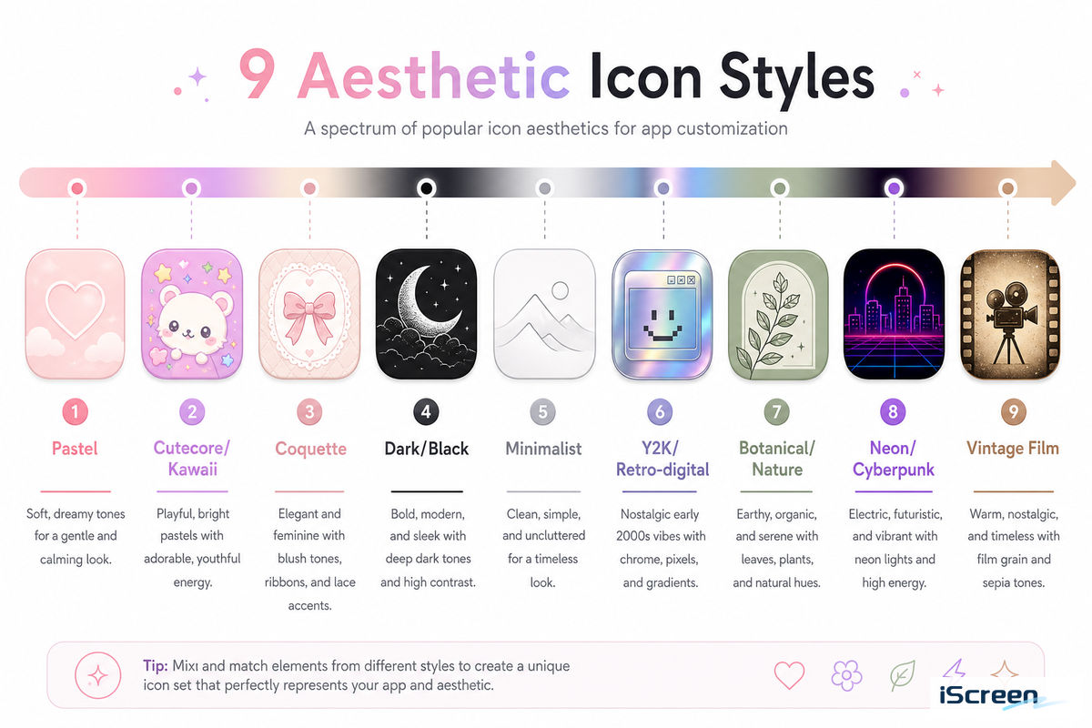 The 9-Style Aesthetic Icon Spectrum — iScreen