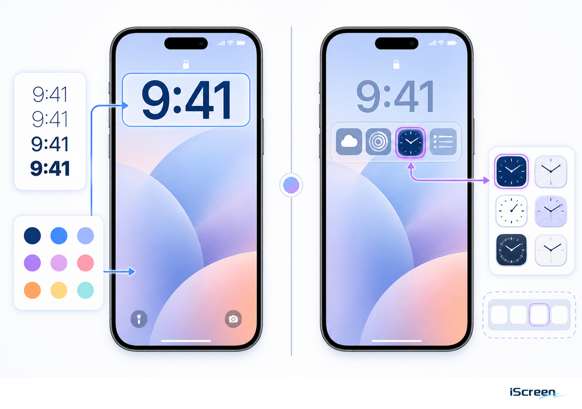 How to Add or Style a Clock on the Lock Screen — iScreen