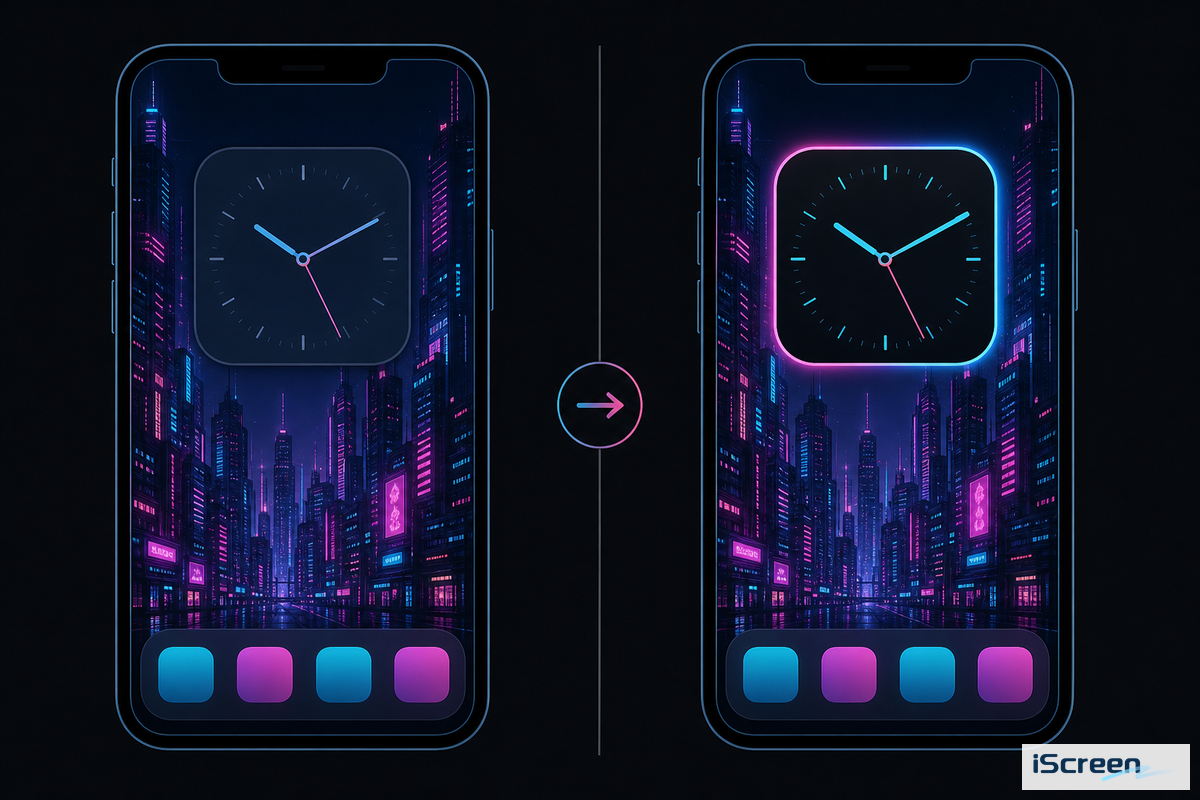 Matching Widgets to a Cyberpunk Home Screen — The Neon-on-Black Legibility Threshold — iScreen
