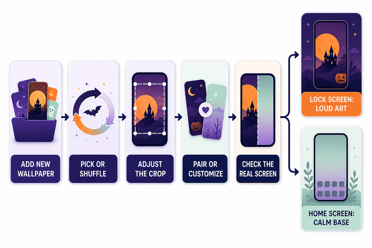 Set It Up: Apply, Pair and Shuffle Halloween Wallpapers in iOS 26 — iScreen