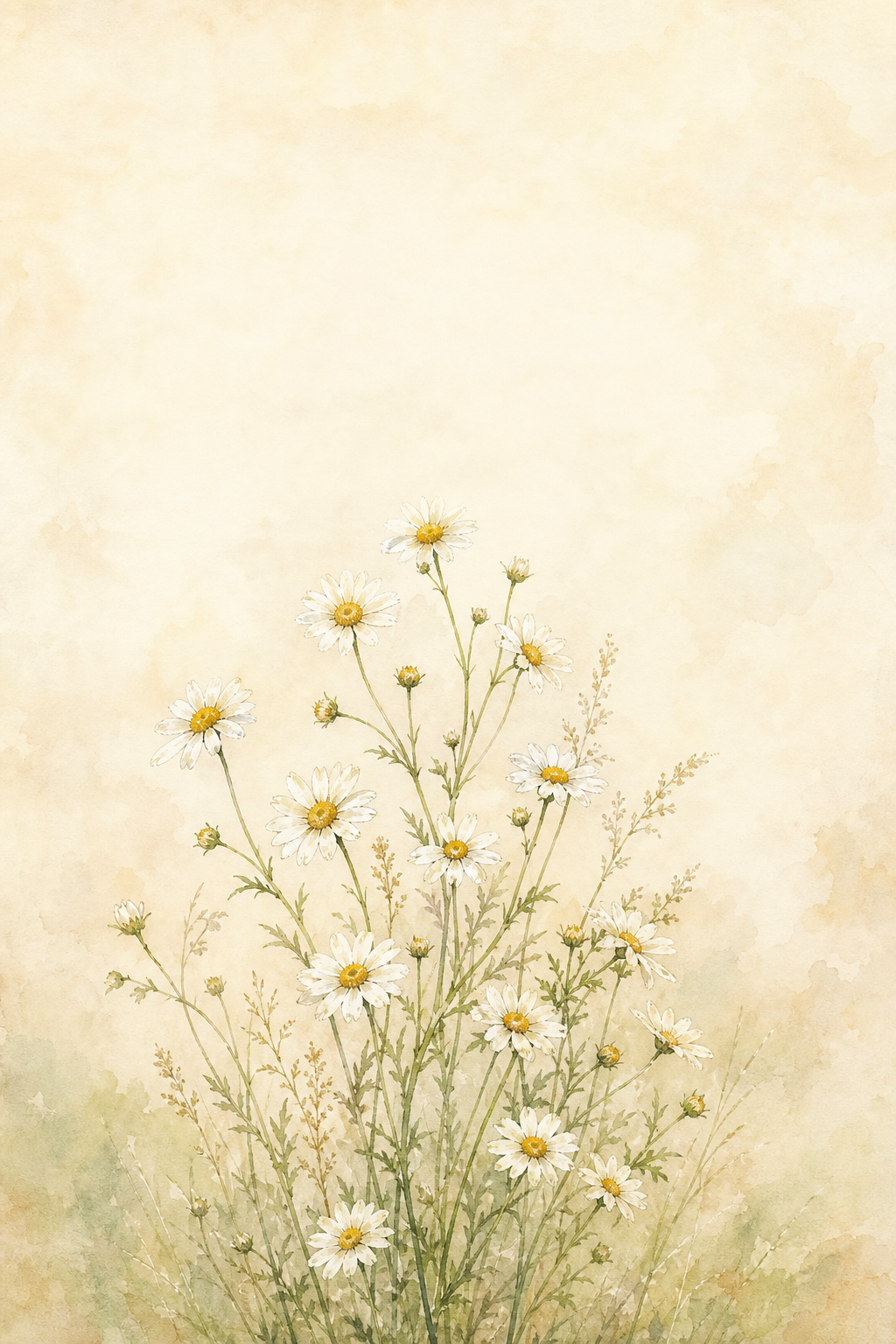 White daisies on a warm cream background