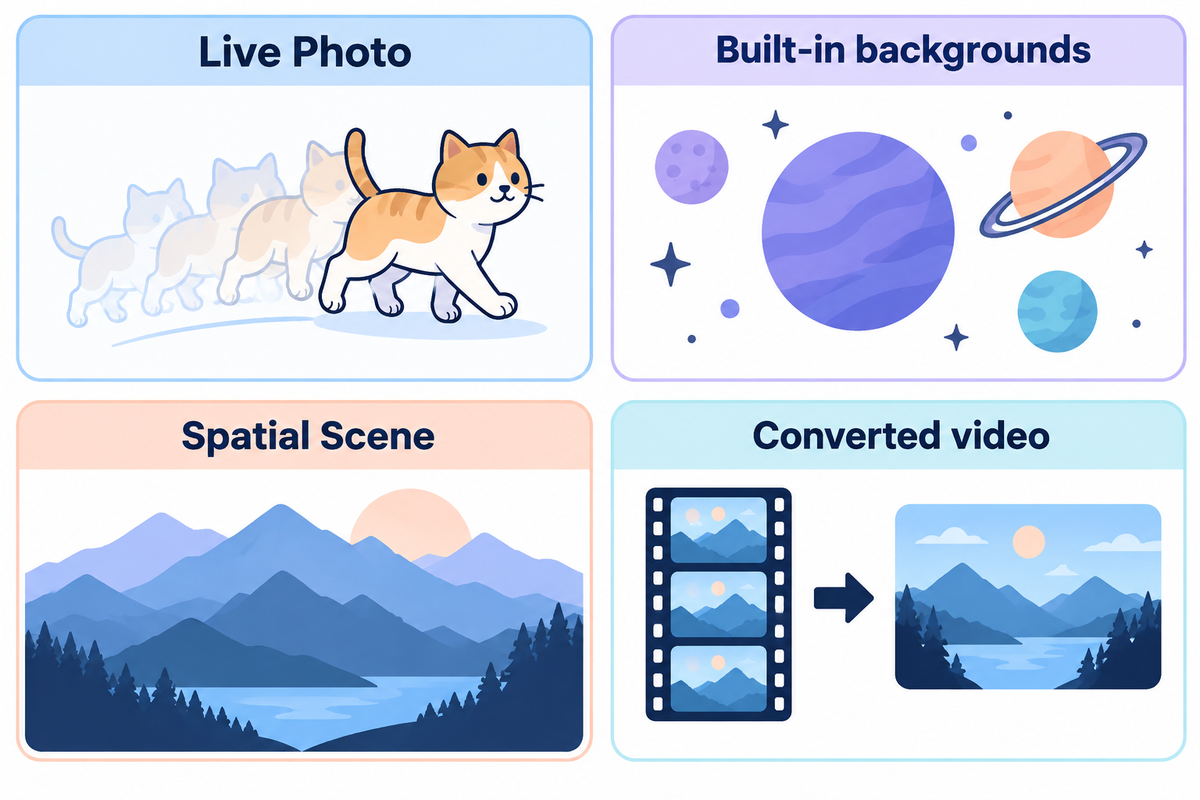 Compare captured movement, built-in backgrounds, spatial depth and converted video.