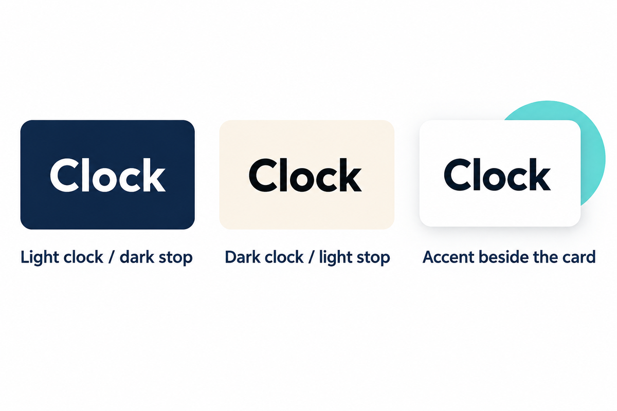 Place dark color behind light text, light color behind dark text and accents beside opaque widgets.