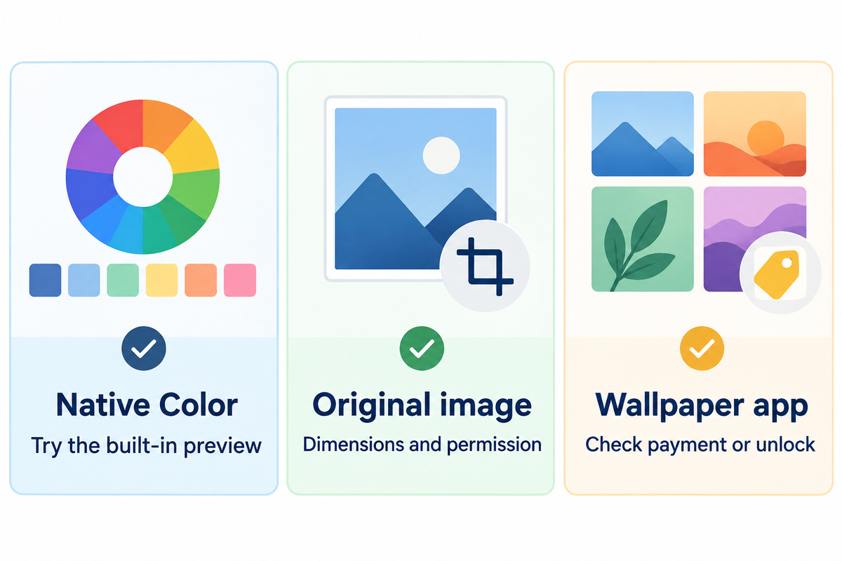 Native Color, original files and wallpaper apps offer different controls and different access checks.