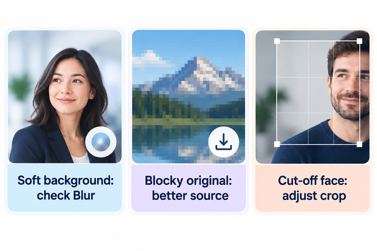 Separate unwanted Blur, low-resolution originals and poor cropping before changing wallpaper; Apple and iScreen guidance.