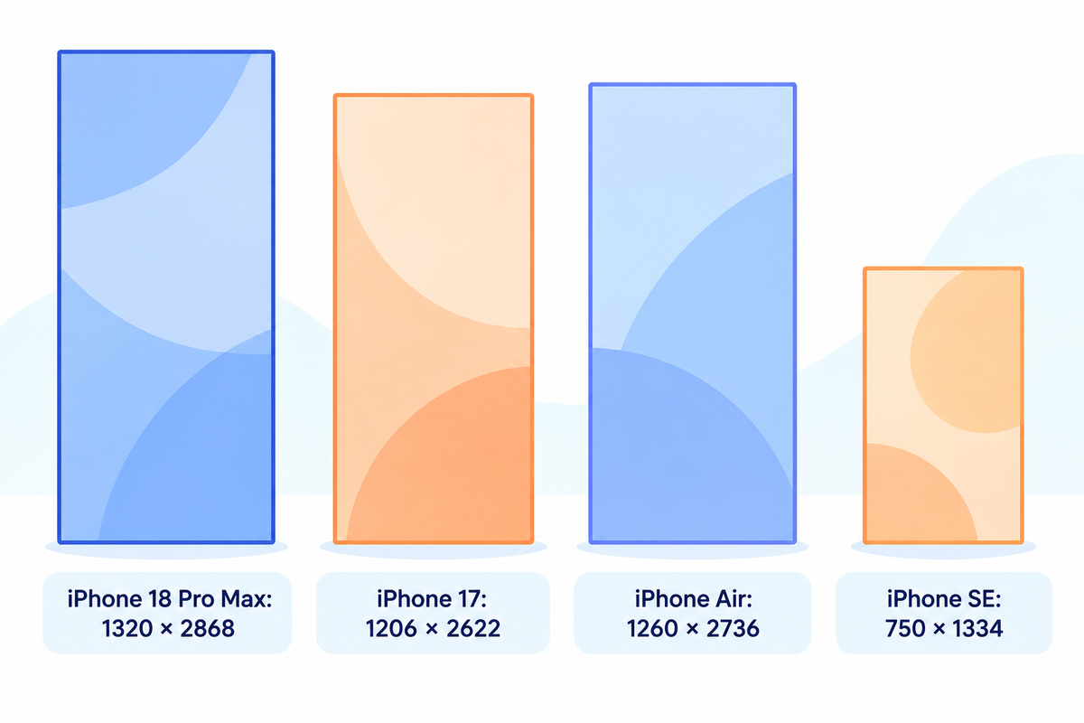 Four representative portrait canvases have different dimensions; selected from Apple's model specifications.